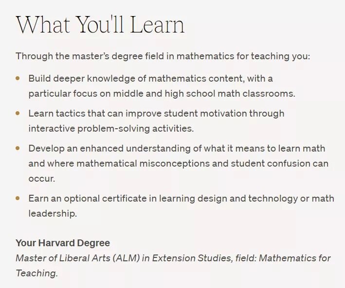 哈佛大学数学教育硕士Mathematics for Teaching Graduate Program申请解析
