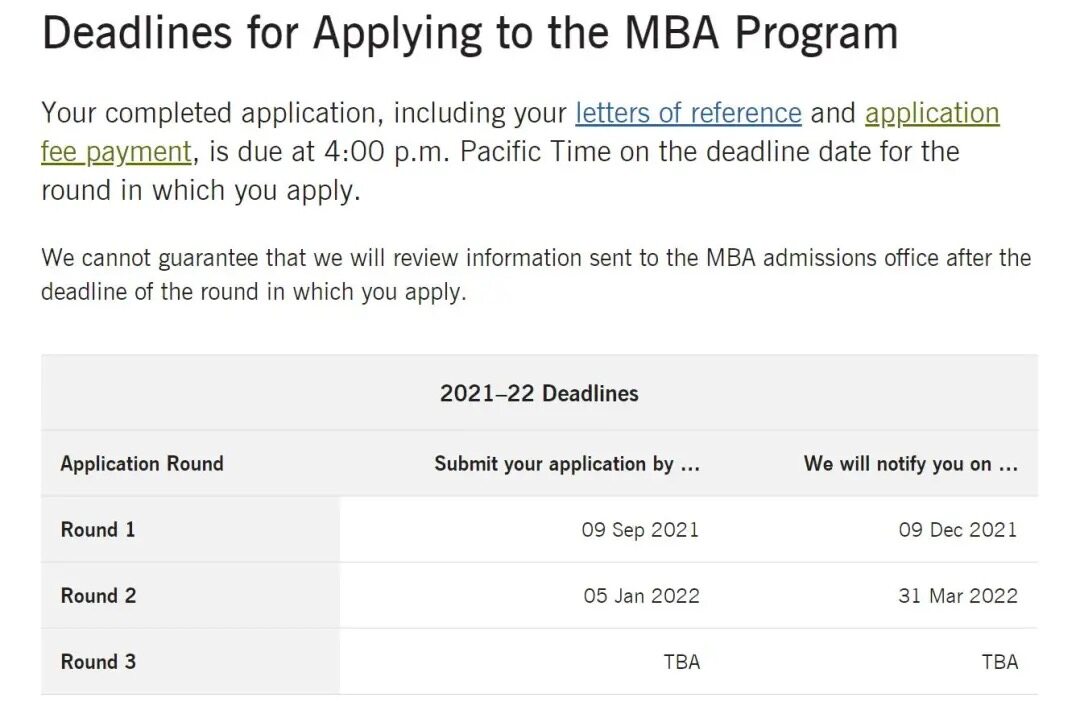 2022 Entry斯坦福大学MBA申请截止日期