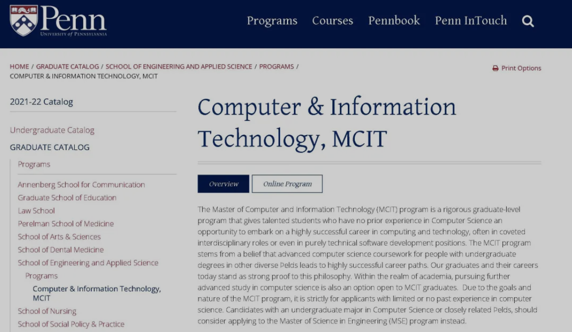 宾夕法尼亚大学MCIT项目